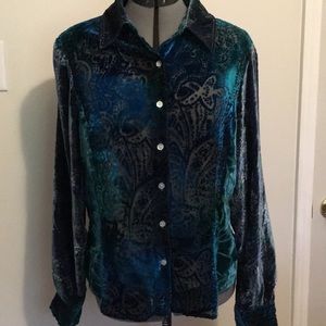 Coldwater Creek sheer blouse/velvet burnout